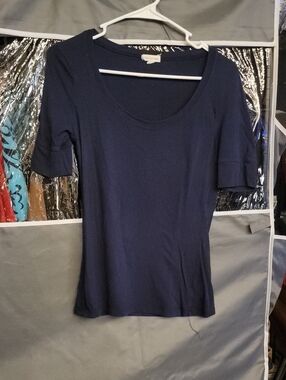 Zenana Outfitters Navy Scoop Neck Short Sleeve Top